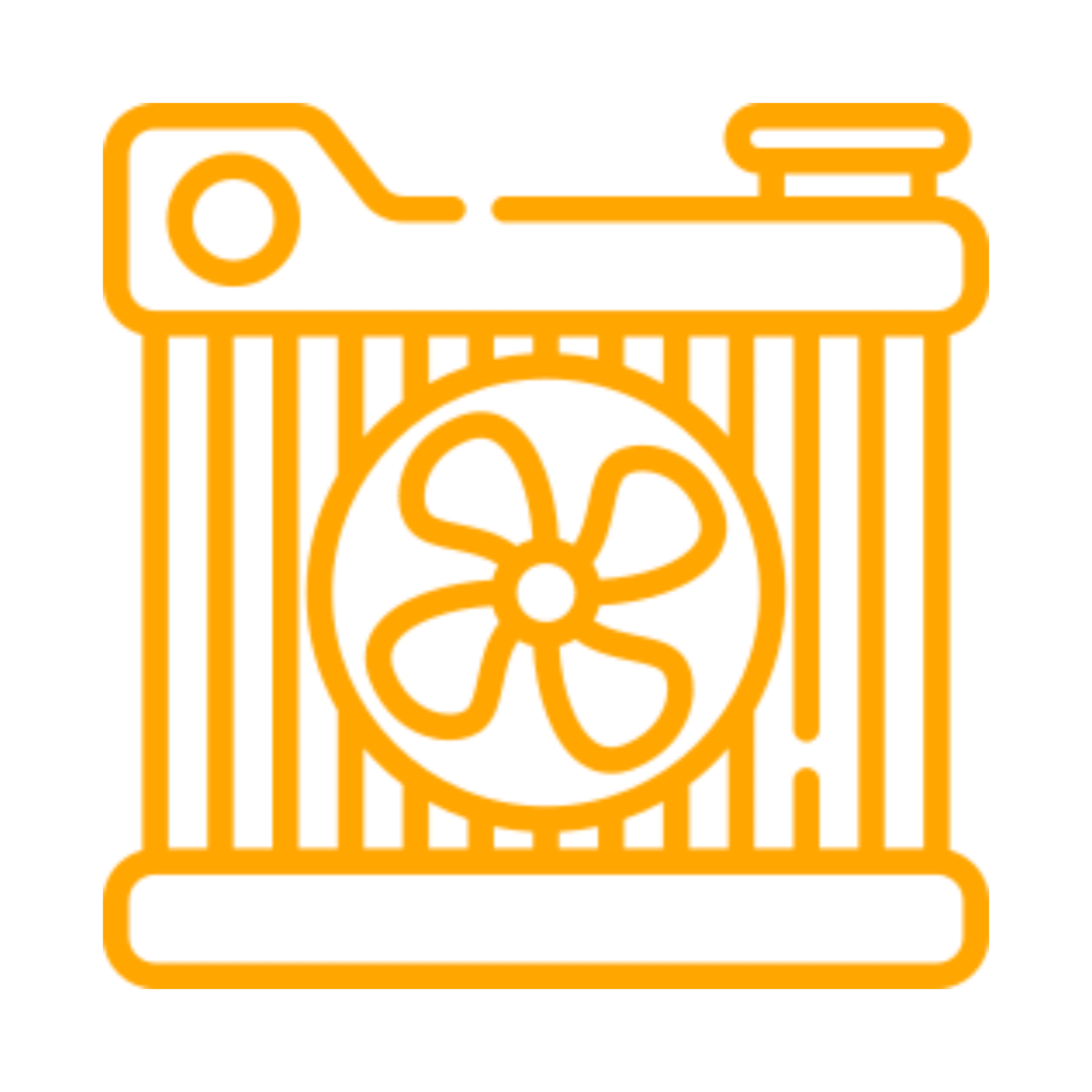 Radiator with fan icon in orange