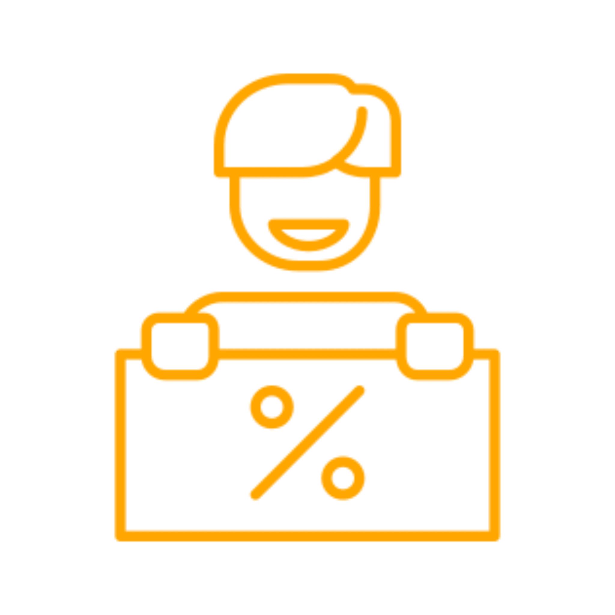 Smiling face with discount board
