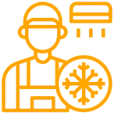 HVAC technician icon with snowflake