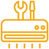 Orange tools icon on black background