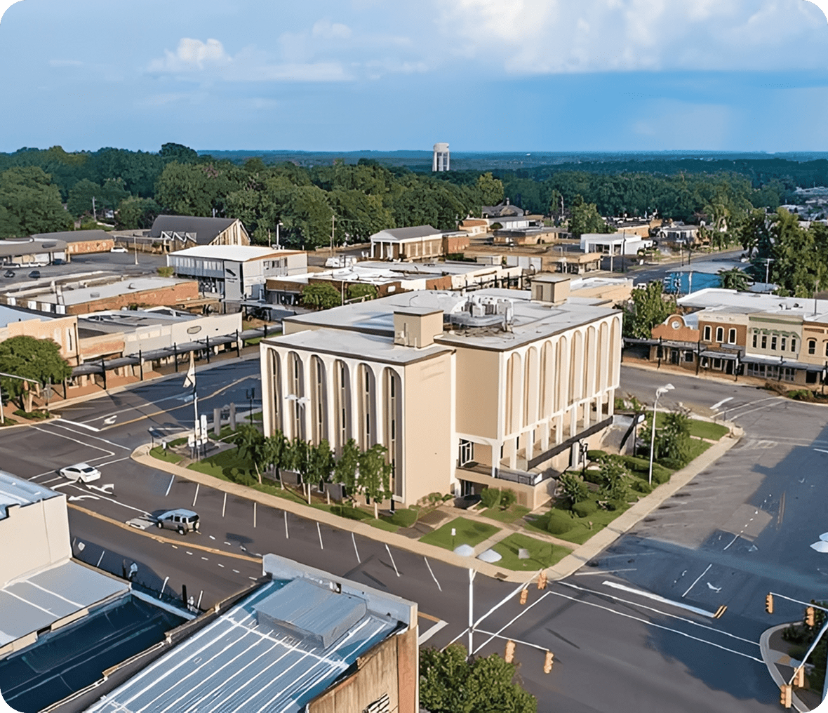 Aerial view of a small town