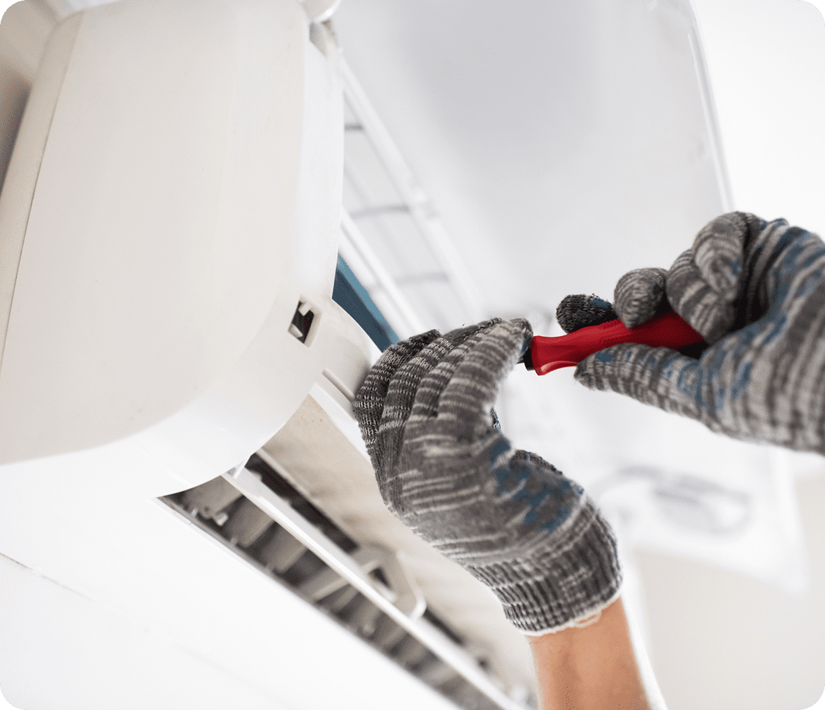 Repairing air conditioner with screwdriver