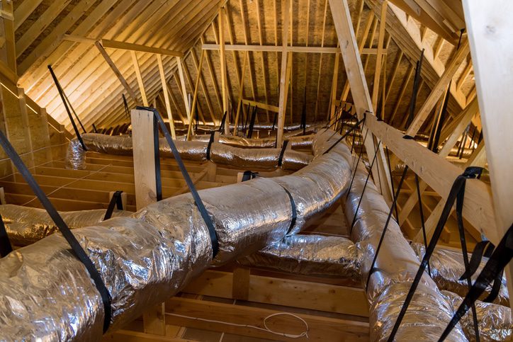 Attic with insulated air ducts