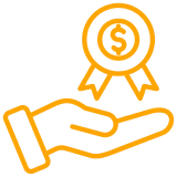 Hand holding a dollar symbol badge